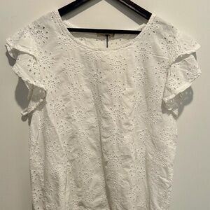 NWT Lungo L’Arno Cotton Eyelet Ruffle Sleeve Tunic Shirt (Size 3X)